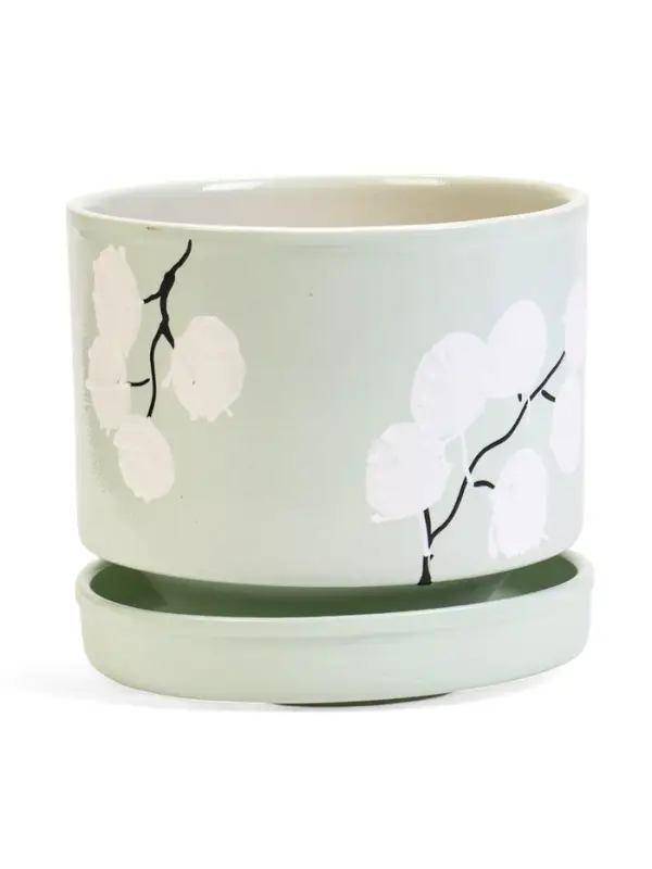 Горшок цветочный с поддоном 1,7 л, керамика  Горшок цветочный с поддоном 1,7 л, керамика "Листья" (М)