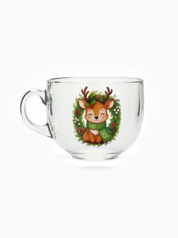 Кружка стеклянная новогодняя &laquo;Оленёнок&raquo;, 500 мл