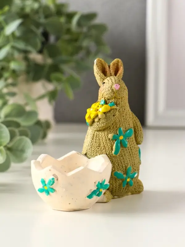 Сувенир полистоун подставка  Сувенир полистоун подставка "Зайчики пасхальные" набор 2 шт 5,3х10х10 см