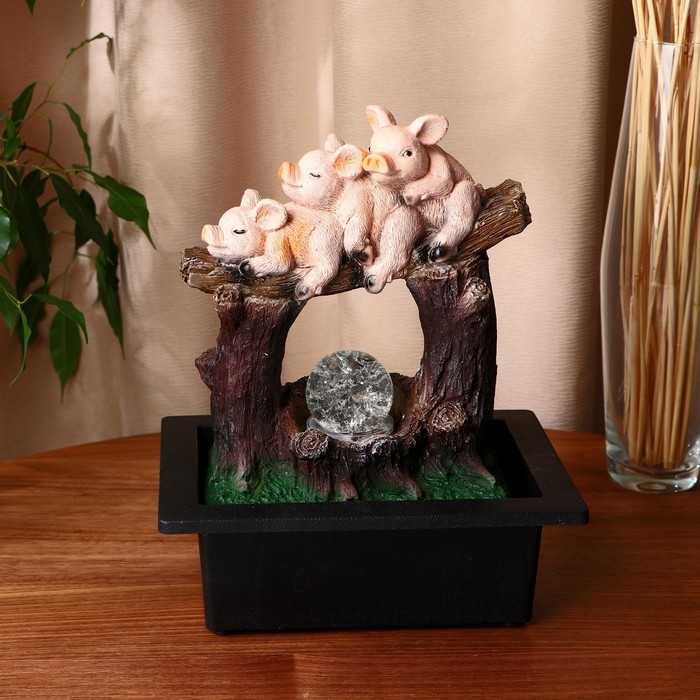 Фонтан Фонтан "Поросятки на бревне" 16х20х26 см (с подсветкой)
