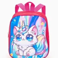 Рюкзак детский 20,5*9*24, отд на молнии, единорог ярко-розовый