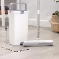 Швабра с отжимом и ведром Raccoon, швабра 32&times;5&times;132 см, ведро для полоскания и отжима 14 л