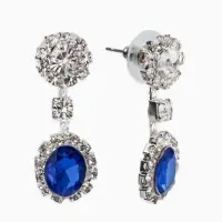 Набор 2 предмета: серьги, колье &laquo;Вечерний шик. Овал&raquo;, бело-ярко-синий в серебре