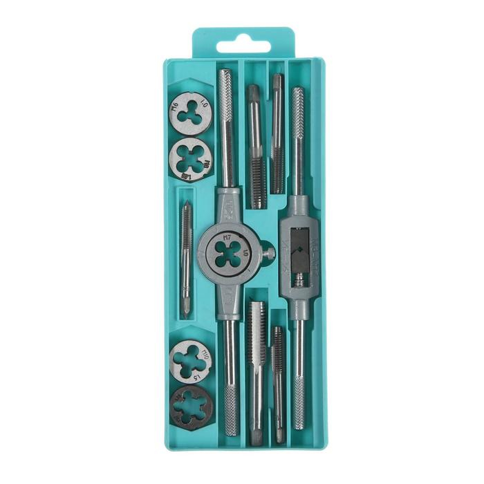 Набор метчиков и плашек ТУНДРА, М6 - М12, 12 предметов Набор метчиков и плашек ТУНДРА, М6 - М12, 12 предметов