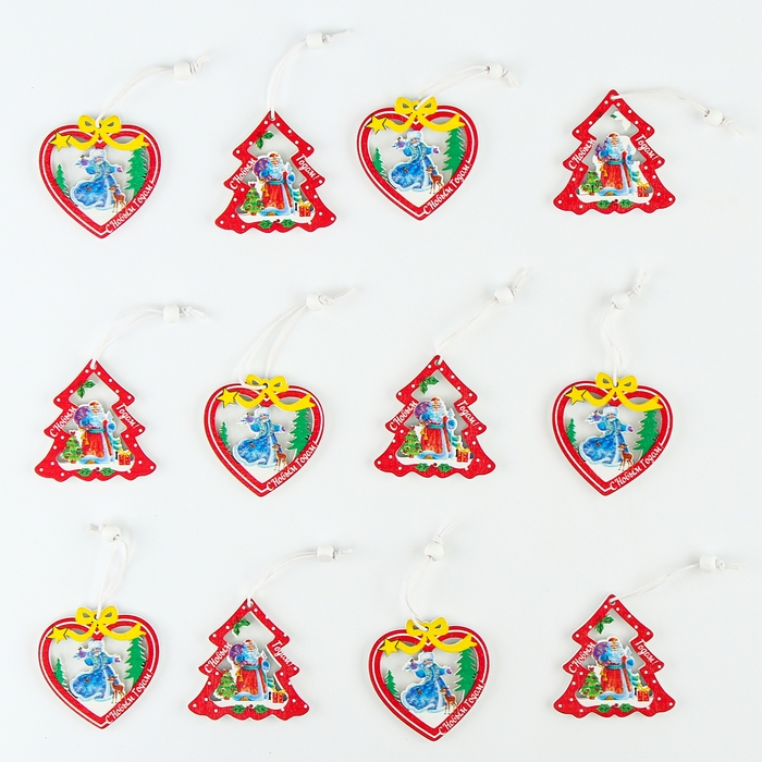 Набор новогодних подвесок, 12 шт., МИКС Набор новогодних подвесок, 12 шт., МИКС