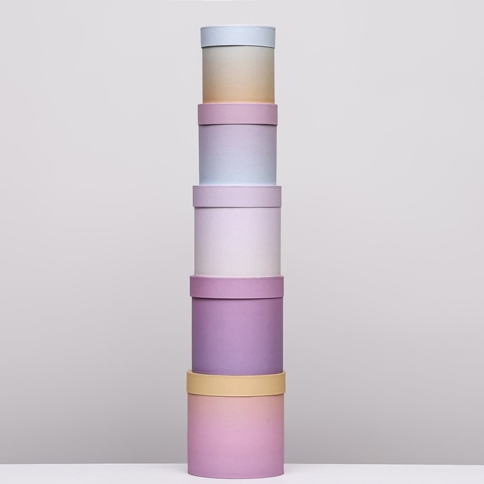 Набор круглых подарочных коробок 5 в 1 «Градиент стиля», 20 × 20 × 20‒13,5 × 13,5 × 13,5 см