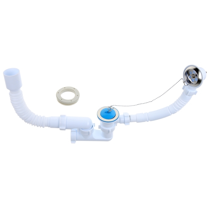 Сифон для ванны  Сифон для ванны "АНИ Пласт" E255, регулируемый с выпуском, перелив 1 1/2", гибкая труба