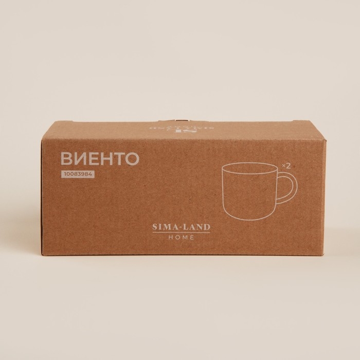 Набор кружек керамических SL Home «Виенто», 400 мл, цвет белый Набор кружек керамических SL Home «Виенто», 400 мл, цвет белый