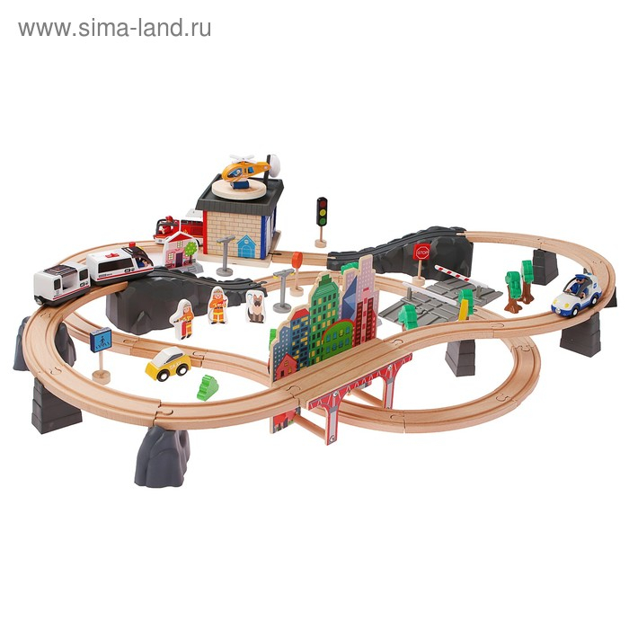 Железная дорога "Путешествие на море", поезд на батарейках, 92 элемента