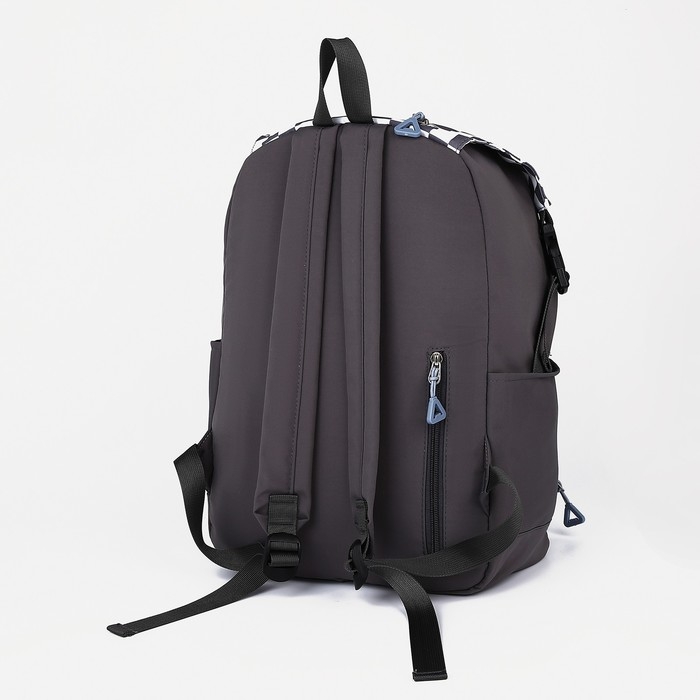 Рюкзак школьный из текстиля, 5 карманов, цвет серый