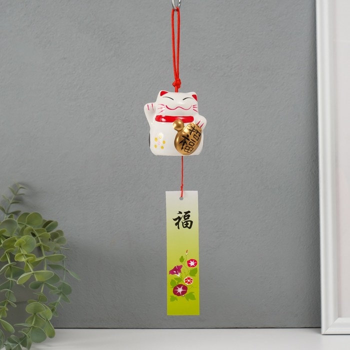 Сувенир керамика колокольчик Сувенир керамика колокольчик "Манэки-нэко" белый 6х6,5х5,5 см