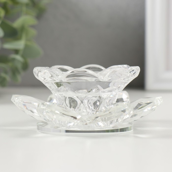 Подсвечник стекло на 1 свечу d=4 см  Подсвечник стекло на 1 свечу d=4 см "Распустившийся цветок" 10х10х4,5 см