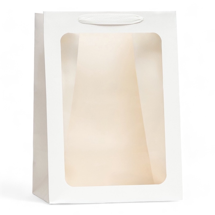 Пакет подарочный, с окном, 35 х 25 х 18 см, белый, 1шт. Пакет подарочный, с окном, 35 х 25 х 18 см, белый, 1шт.
