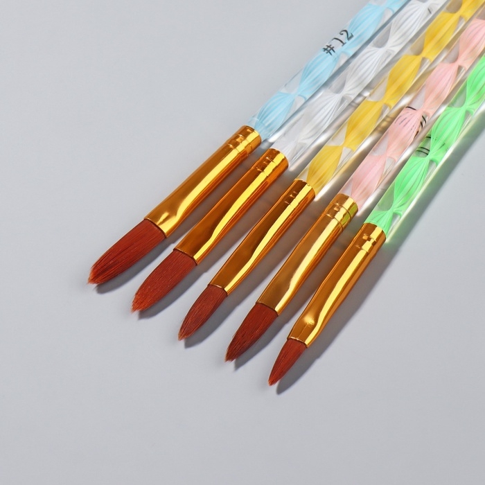 Набор кистей для наращивания и дизайна ногтей «Лепесток», 5 шт, 17 см, №4/6/8/10/12, разноцветный Набор кистей для наращивания и дизайна ногтей «Лепесток», 5 шт, 17 см, №4/6/8/10/12, разноцветный