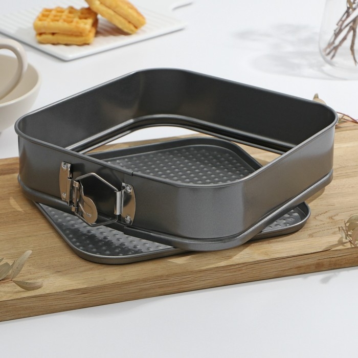 Форма для выпечки разъёмная Доляна &laquo;Элин. Квадрат&raquo;, 24&times;6,5 см, антипригарное покрытие, цвет чёрный