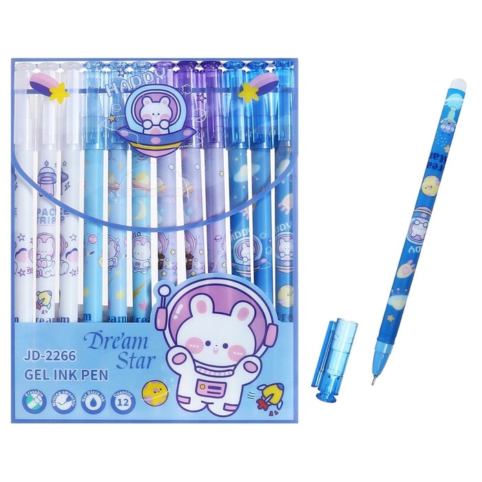 Набор гелевых ручек со стираемыми чернилами, 12 штук, 0.38мм, синий стержень, микс Набор гелевых ручек со стираемыми чернилами, 12 штук, 0.38мм, синий стержень, микс