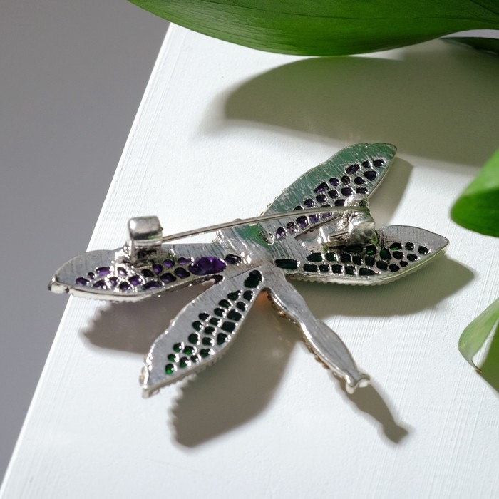 Брошь «Стрекоза», цветная в чернёном серебре Брошь «Стрекоза», цветная в чернёном серебре
