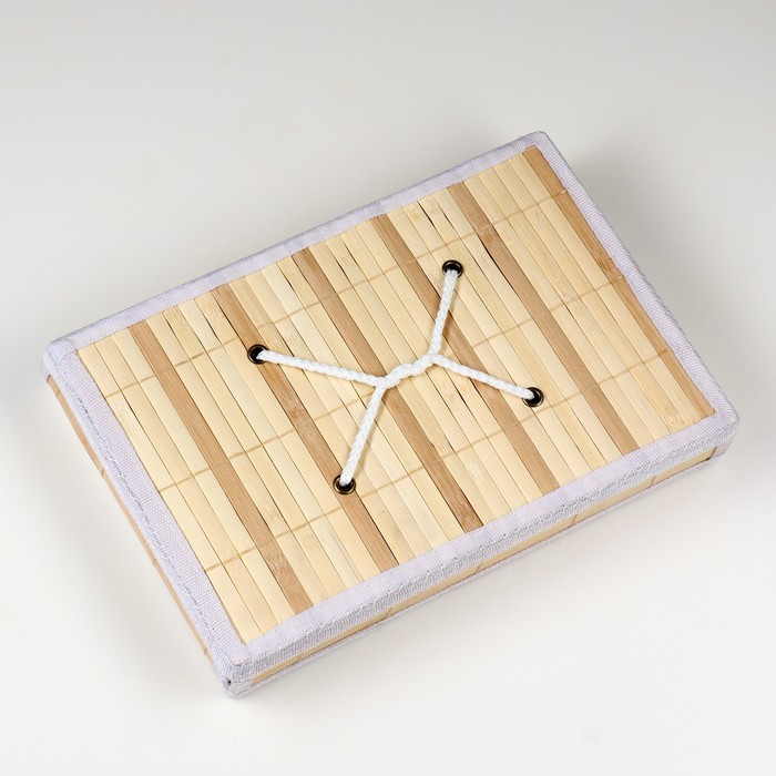 Короб складной для хранения, 28х38 см Н 23 см, бамбук, подкладка, ткань, микс Короб складной для хранения, 28х38 см Н 23 см, бамбук, подкладка, ткань, микс