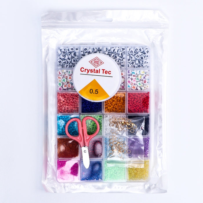 Набор для создания украшений, набор 24 цвета,1 шт. — 3 мм, 400 букв, леска, фурнитура, ножницы Набор для создания украшений, набор 24 цвета,1 шт. — 3 мм, 400 букв, леска, фурнитура, ножницы