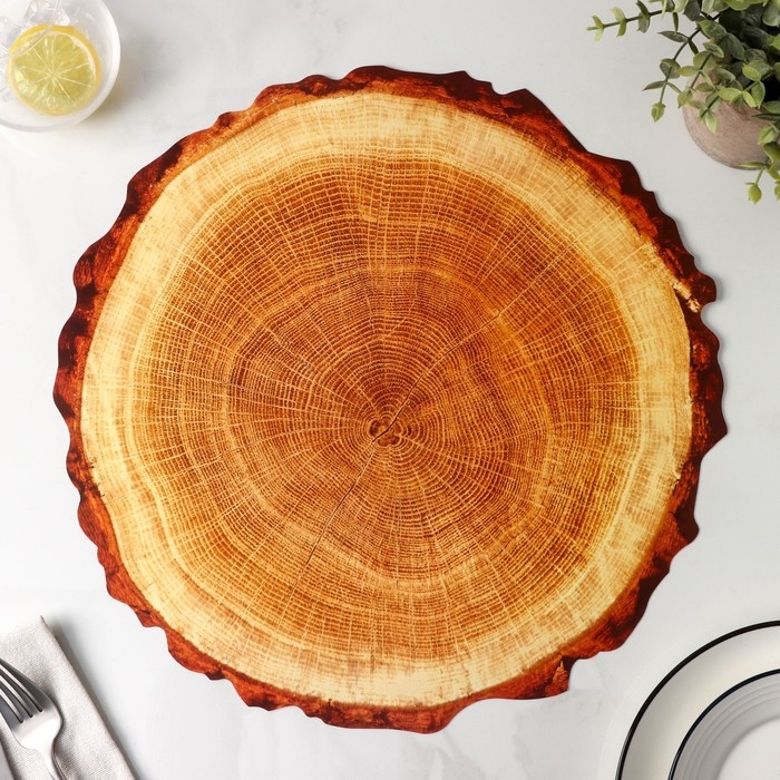 Салфетка сервировочная на стол «Спил», 38×39 см, цвет бежевый Салфетка сервировочная на стол «Спил», 38×39 см, цвет бежевый