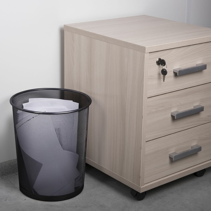 Корзина для бумаг металлическая, 20 литров, BRAUBERG Germanium, чёрный Корзина для бумаг металлическая, 20 литров, BRAUBERG Germanium, чёрный