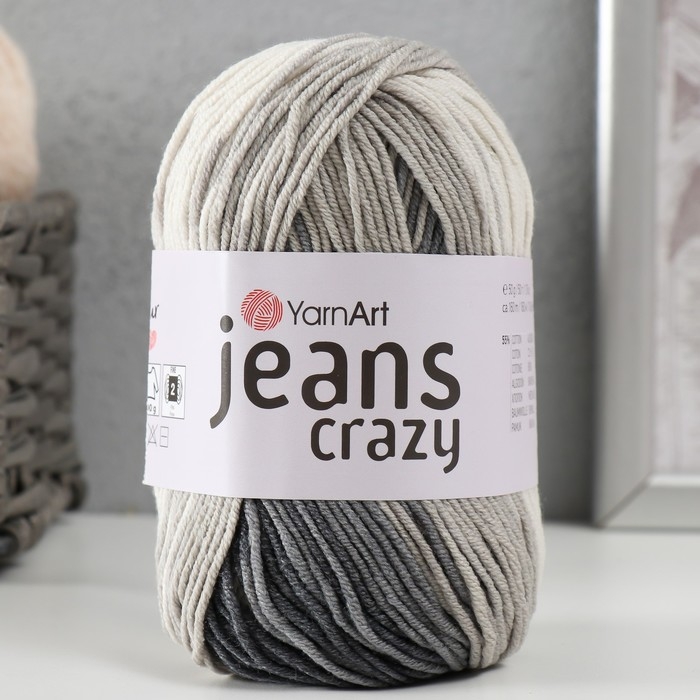 Пряжа Пряжа "Jeans crazy" 55% хлопок, 45% акрил 160м/50гр (8204 принт)