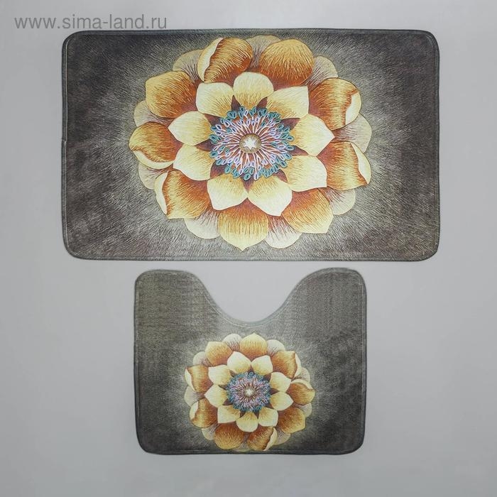 Набор ковриков для ванной и туалета Доляна «Аура», 2 шт: 50×80, 50×40 см Набор ковриков для ванной и туалета Доляна «Аура», 2 шт: 50×80, 50×40 см