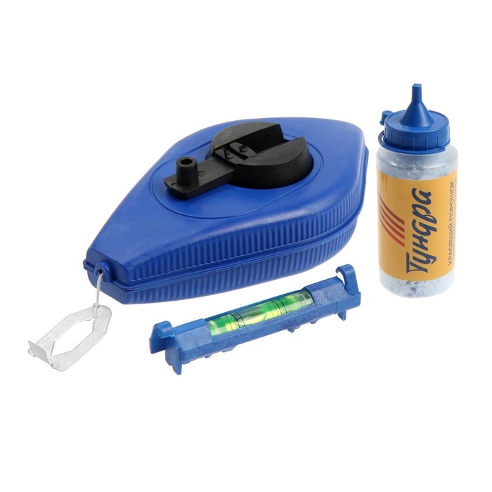 Набор разметочный ТУНДРА, шнур малярный 30 м, красящий порошок 110 г, синий Набор разметочный ТУНДРА, шнур малярный 30 м, красящий порошок 110 г, синий