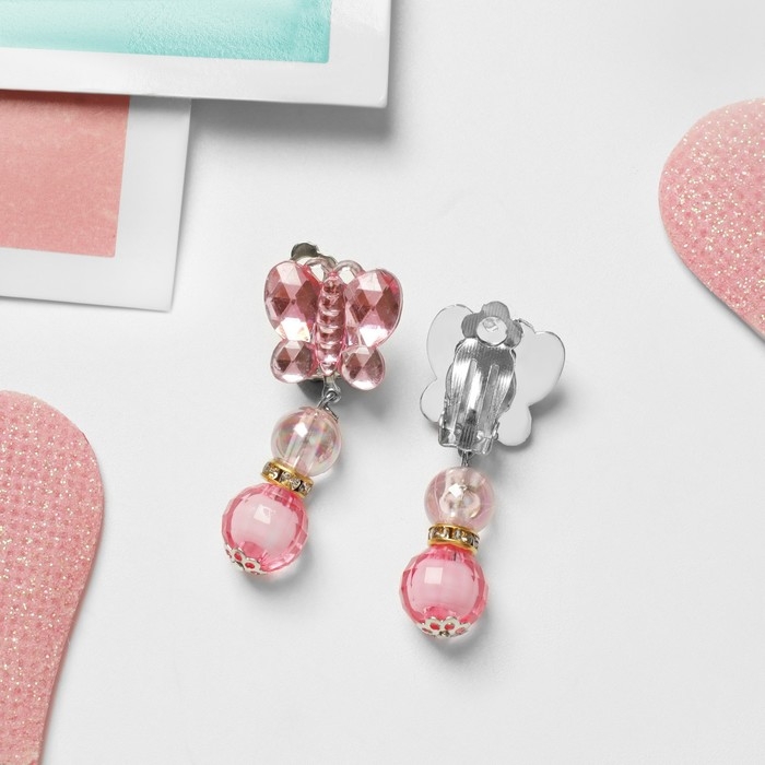 Клипсы детские «Выбражулька» бабочка с бусинами, цвет МИКС Клипсы детские «Выбражулька» бабочка с бусинами, цвет МИКС