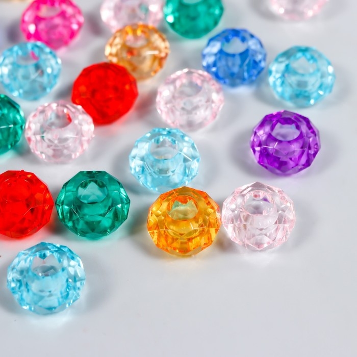 Бусины для творчества пластик Бусины для творчества пластик "Колечко кристалл с гранями" прозр. цвет. 20 гр 0,8х1,4х1,4 см