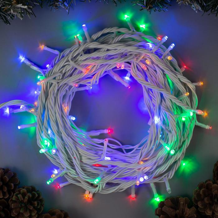 Гирлянда «Нить» 10 м, IP44, УМС, белая нить, 100 LED, свечение мульти, 220 В Гирлянда «Нить» 10 м, IP44, УМС, белая нить, 100 LED, свечение мульти, 220 В