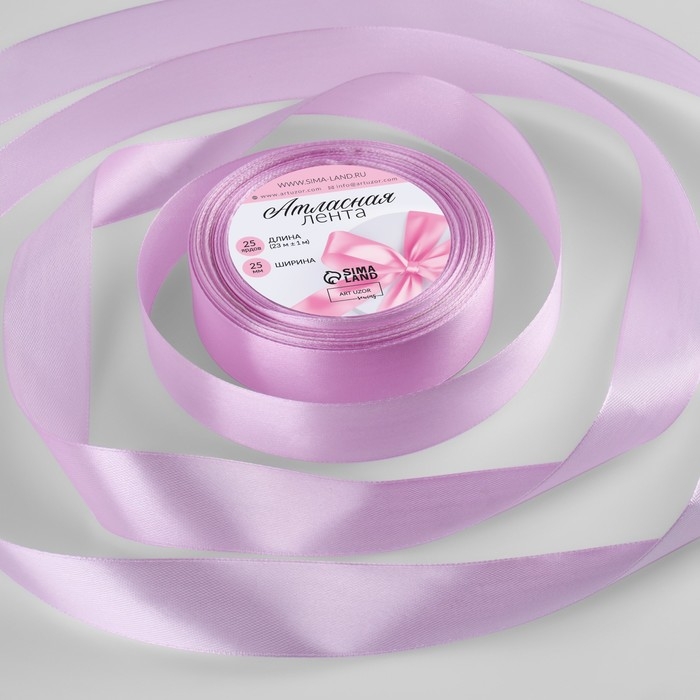 Лента атласная, 25 мм × 23 ± 1 м, цвет тёплый лавандовый №141 Лента атласная, 25 мм × 23 ± 1 м, цвет тёплый лавандовый №141