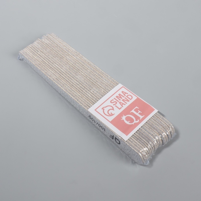 Пилка-наждак, набор 20 шт, деревянная основа, абразивность 100/100, 18 см, цвет серый