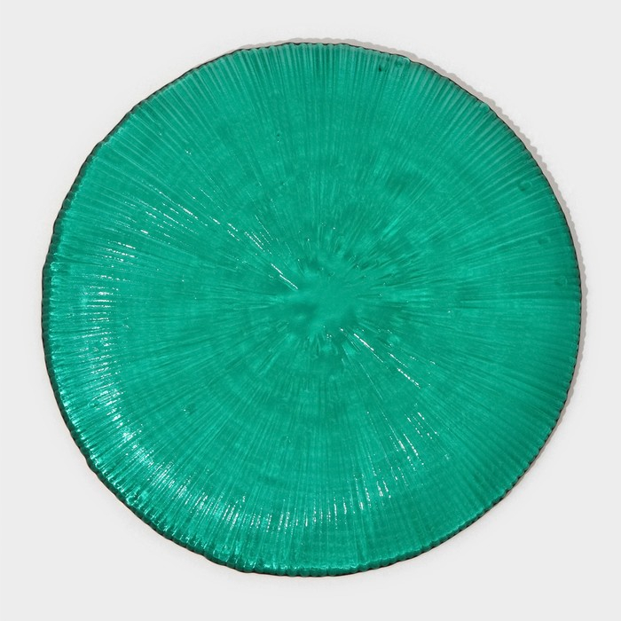 Тарелка стеклянная «Фейерверк», d=15,5 см, цвет изумрудный Тарелка стеклянная «Фейерверк», d=15,5 см, цвет изумрудный