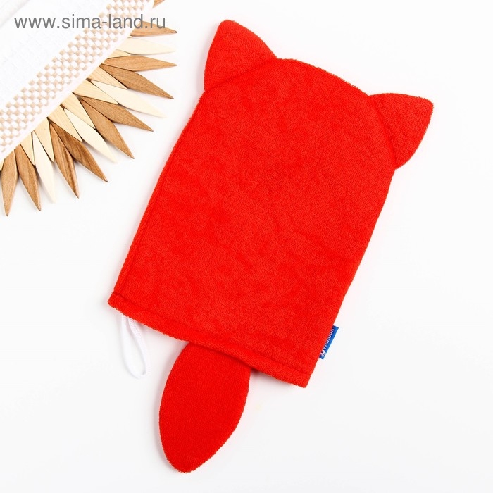 Мочалка детская для купания «Лисичка», варежка, из махры Мочалка детская для купания «Лисичка», варежка, из махры