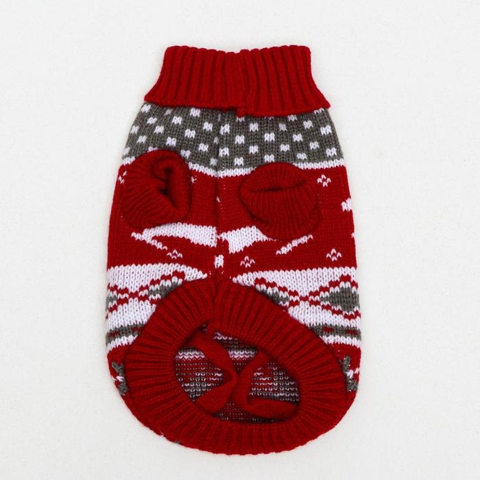 Свитер Свитер "Бегущие олени", XS (ДС 17, ОШ 17, ОГ 23-37 см), бордовый