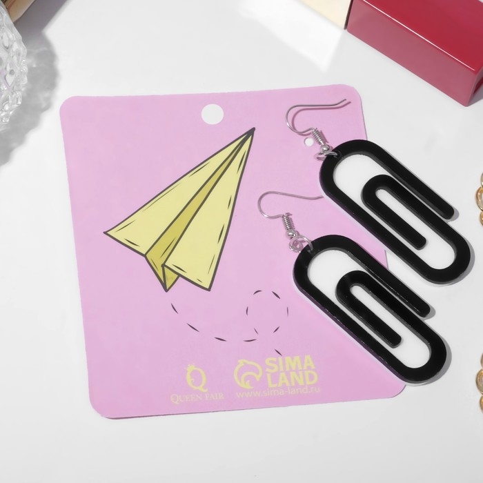 Серьги акрил &laquo;Скрепы&raquo;, цвет чёрно-белый в серебре