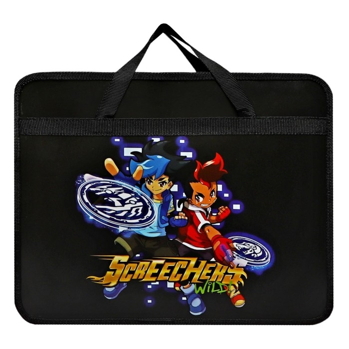 Папка с ручками А4, 330 х 260 х 120 мм, пластиковая, ручки-текстиль, Папка с ручками А4, 330 х 260 х 120 мм, пластиковая, ручки-текстиль, "Дикие Скричеры"