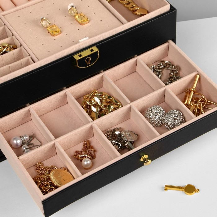 Подставка для украшений Queen fair «Шкатулка» 3 яруса, 23×17×13 см, цвет чёрный Подставка для украшений Queen fair «Шкатулка» 3 яруса, 23×17×13 см, цвет чёрный