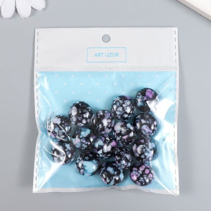 Бусины для творчества пластик Бусины для творчества пластик "Мраморные. Фиолетово-голубой" набор 15 шт 1,7х1,7х1 см