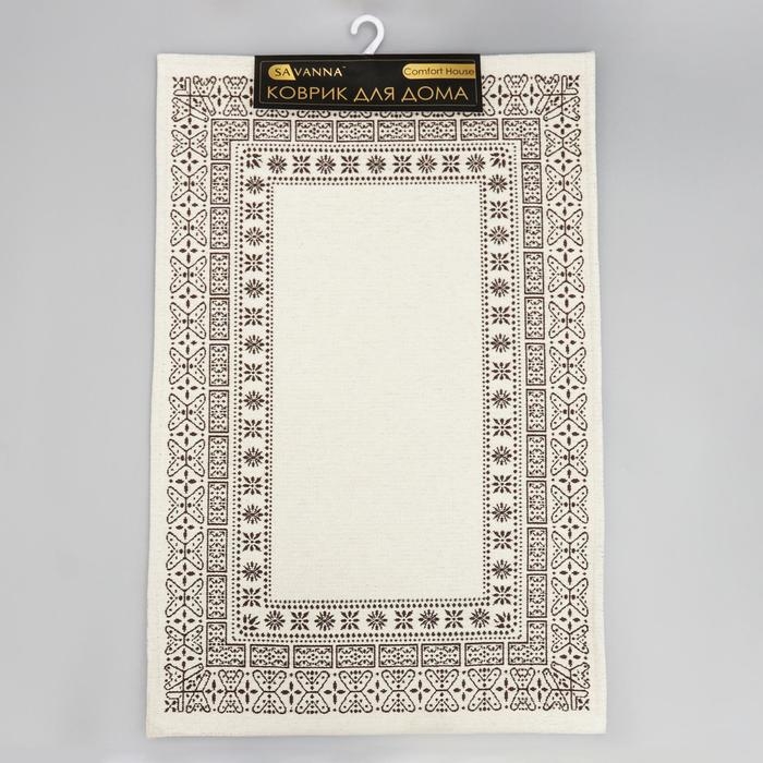Коврик для ванной SAVANNA «Лия», 60×90 см, цвет бело-коричневый Коврик для ванной SAVANNA «Лия», 60×90 см, цвет бело-коричневый