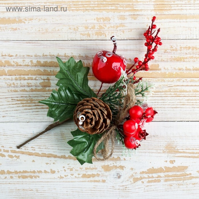 Декор  Декор "Зимняя магия" шишка яблочко ягодки 17 см