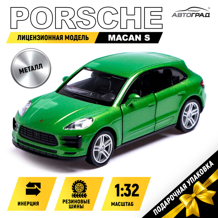 Машина металлическая PORSCHE MACAN S, 1:32, открываются двери, инерция, цвет зелёный Машина металлическая PORSCHE MACAN S, 1:32, открываются двери, инерция, цвет зелёный