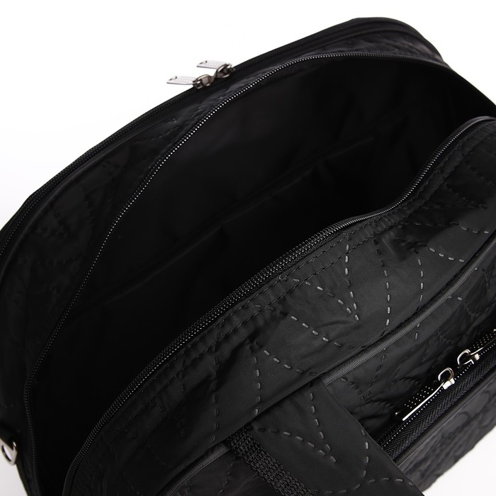 Сумка дорожная на молнии, 2 наружных кармана, длинный ремень, цвет чёрный Сумка дорожная на молнии, 2 наружных кармана, длинный ремень, цвет чёрный