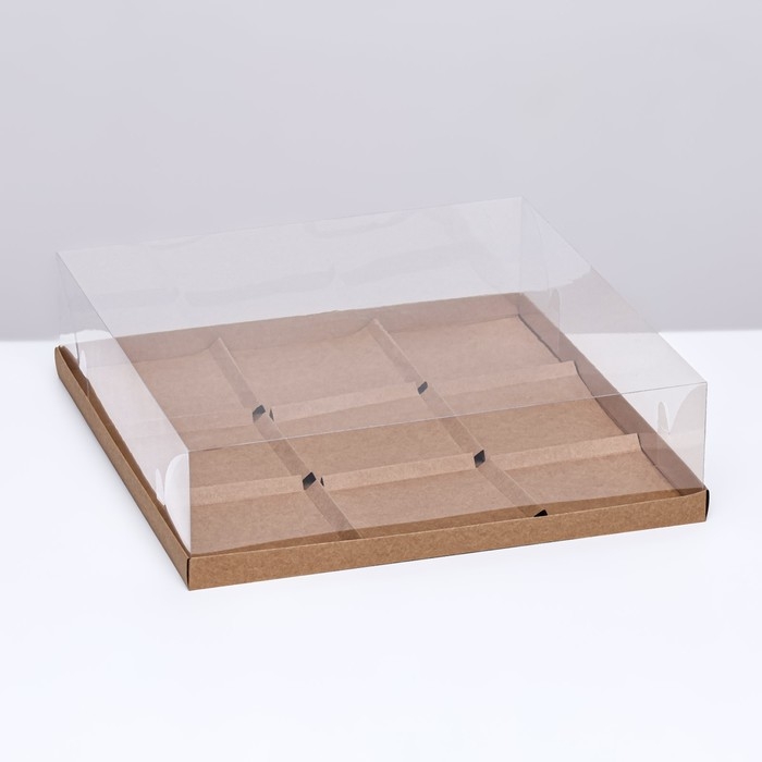 Коробка для муссовых пирожных 9 штук 30x30x8, Крафт Коробка для муссовых пирожных 9 штук 30x30x8, Крафт