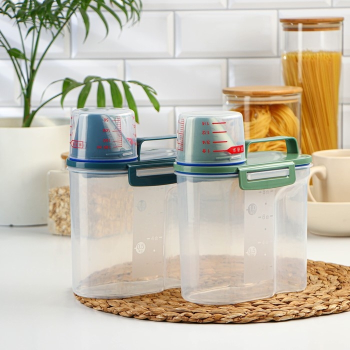 Контейнер пластиковый для хранения сыпучих продуктов с дозатором, 1 кг, 17&times;10,5&times;22 см, цвет прозрачный