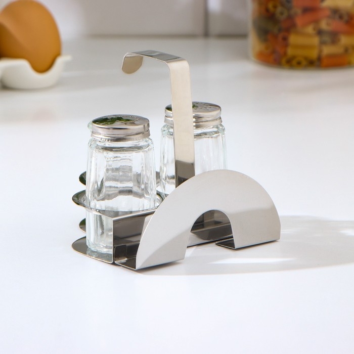 Набор для специй на подставке, 4 предмета: солонка, перечница, салфетница, ёмкость для зубочисток Набор для специй на подставке, 4 предмета: солонка, перечница, салфетница, ёмкость для зубочисток