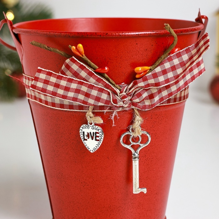 Кашпо Кашпо "Ведерко Рустад" красное, 12х12х13см
