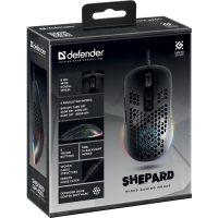 Мышь DEFENDER Shepard GM-620L, проводная, игровая, оптическая, подсветка, 12800dpi, черная