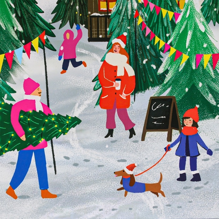 Новый год. Пакет подарочный "Праздник в городе", 50 х 40 х 15 см.